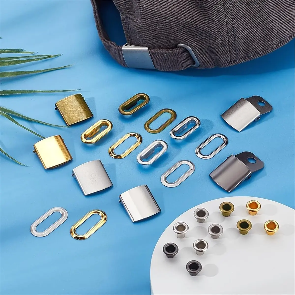 40 conjunto de 5 cores de aço inoxidável tampa fivela ajuste chapéu clipe fechos fivela para chapéus mochila saco cintas reparação