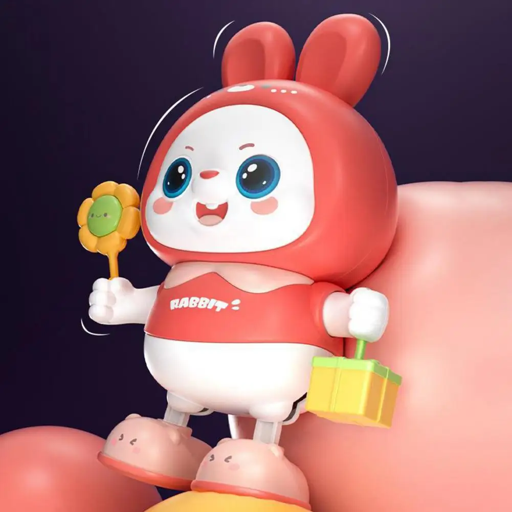 Blinking Rabbit Toy Battery-powered Cartoon Bunny Doll Adorable Electronic Dancing Rabbit Toy with Light Early for Kids