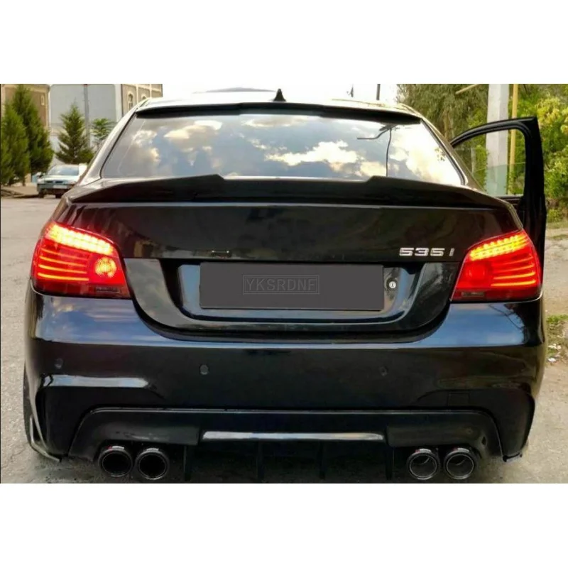 For BMW 5 Series E60 M5 Black Spoiler 2004-2009 Car Rear Trunk Wing Boot Lip ABS Carbon Fiber Spoiler Decoration Car Styling