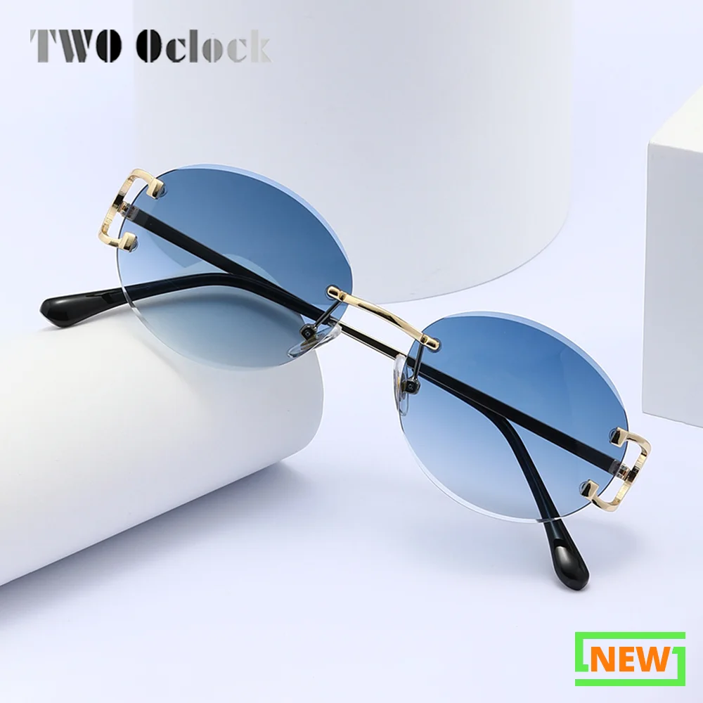 

Vintage Oval Sunglasses Women Men Rimless Green Blue Gradient Sun Glasses For Woman UV Protection Frameless Shades Male Sunnies