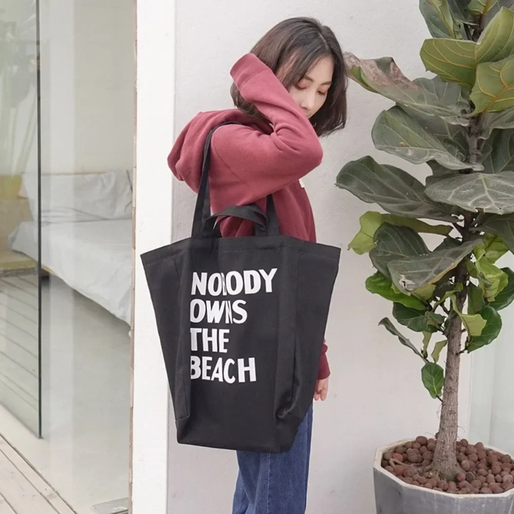 

Simple Ladies Korean Canvas Shoulder Bag Female Letter Printing Handbag Women Shopping Student Book Bag Casual Totes for Girls