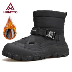 HUMTTO Winter Snow Boots Woman Leather Womens Sneakers Black Hiking Trainers Keep Warm Trekking Boots Outdoor Women Casual Shoes