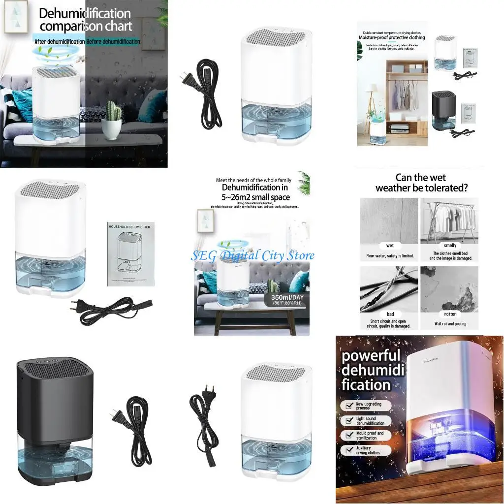 

U75B Quiet 34OZ Small Dehumidifier with LED Light Portable Auto Shut Dehumidifier