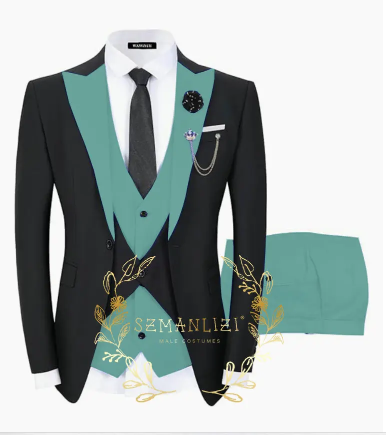 

Latest Designs Men's 3 Pieces Suit Formal Business Peaked Lapel Slim Fit Tuxedo Best Man Blazer For Wedding (Blazer+Vest+Pants)