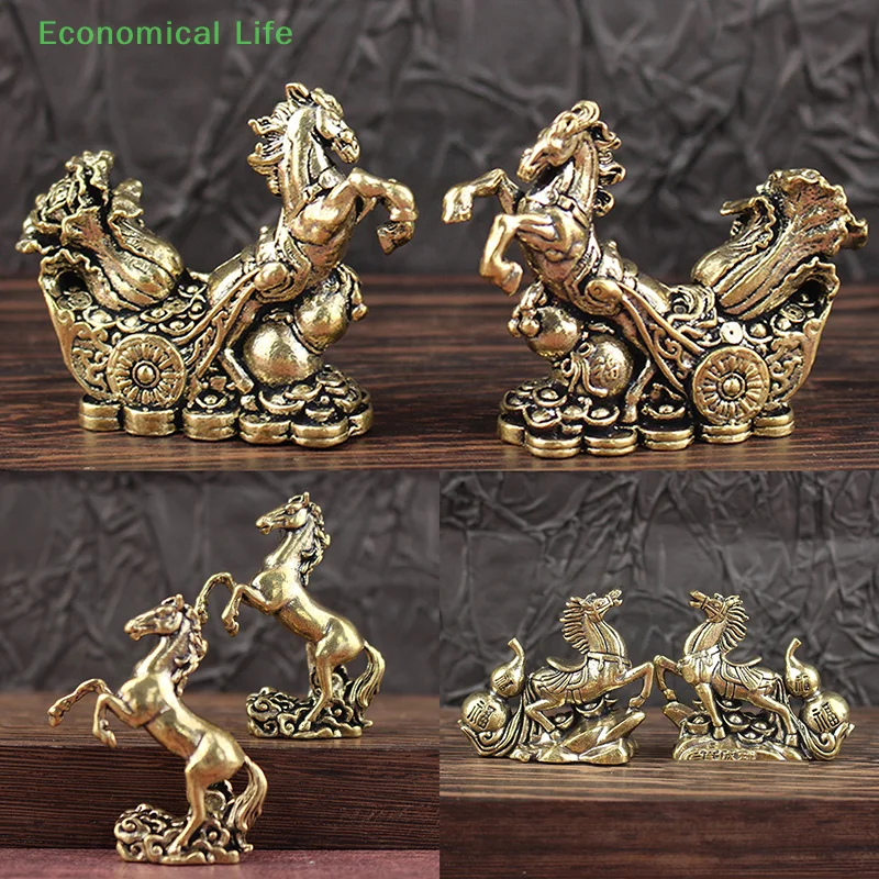 Bronze Horse Desktop Decoration Living Room Tea Table Sculpture Metal Craft Home Decorations Chinese Zodiac Horse Statue