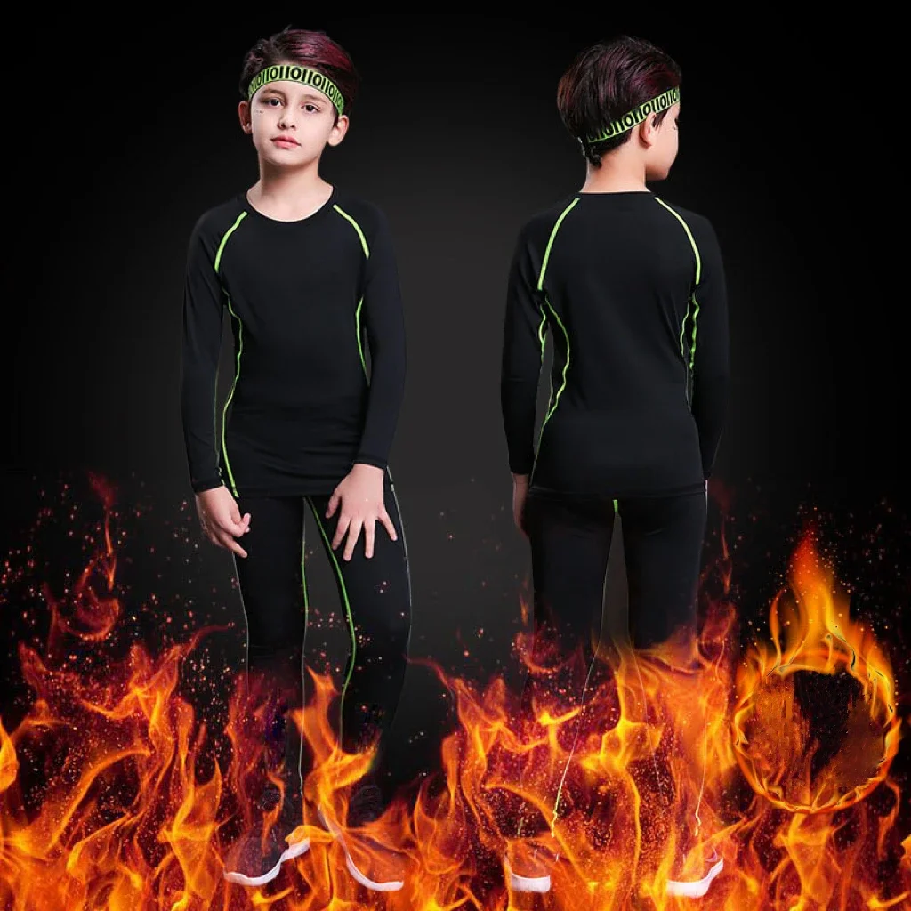 

Boy Autumn Winter Quick Drying Tights Clothe Youth Kid Leggings Shirt Long Sleeve Basketball Football Sport Fitness Suit