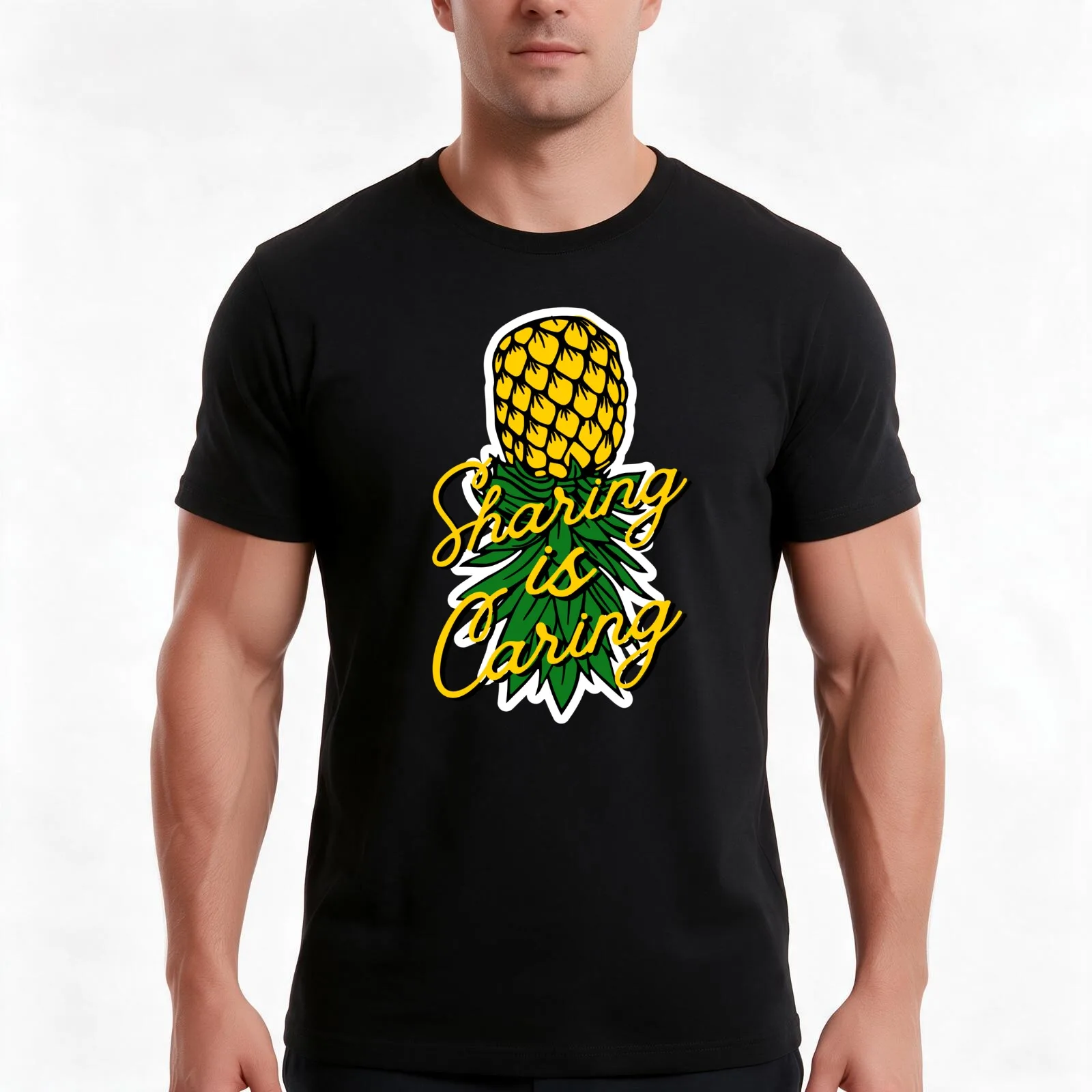 Upside down pineapple swinger sticker T-Shirt Summer Casual Cotton Tee Oversized Streetwear Tops Vintage Graphic Print