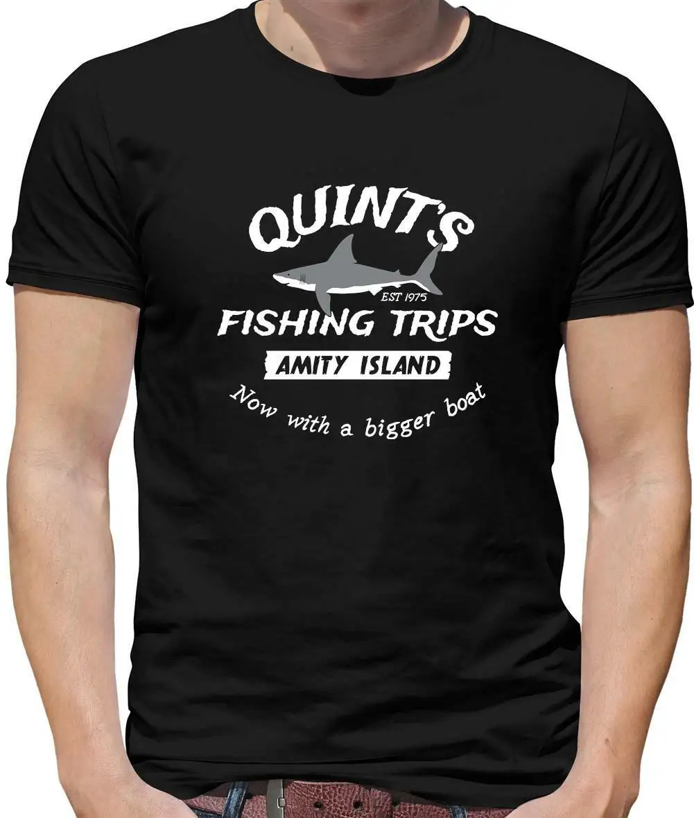 Quints Fishing Trips Mens T Shirt Film Movie Jaws Shark