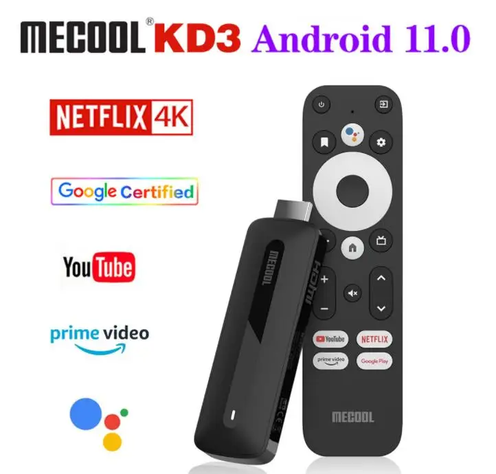 

MECOOL KD3 Android 11 TV Stick with Dolby Audio 2GB+8GB Google Certified Google TV Stream Media Receiver Stick Home Media Player