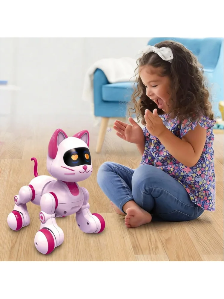 Zdalnie sterowany, interaktywny robot w kształcie kota, programowalny, inteligentny robot z funkcją reagowania na dotyk, wydający dźwięki i wykonujący ruchy, 12 komend głosowych, zabawka edukacyjna — 2