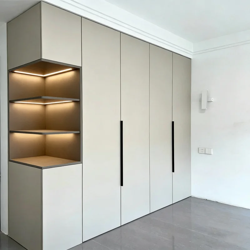 &Support Customized Full Height Embedded Walk-In Closet With L-Shaped and U-Shaped Storage Wardrobes