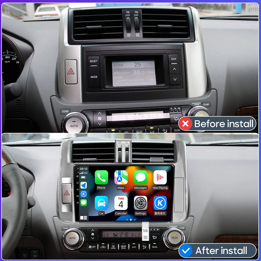 Android Audio Screen For Toyota Land Cruiser Prado 150 2009 2010 - 2013 Car Radio Video Multimedia Player Carplay Navigation GPS