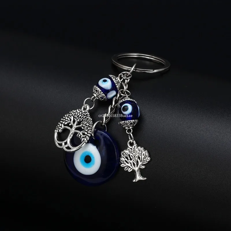 Lucky Eye Animal Life Tree Fatima Hand Keychain Turkish Evil Eye Key Chain Chili Glass Car Keyring Holder for Women Men 키링