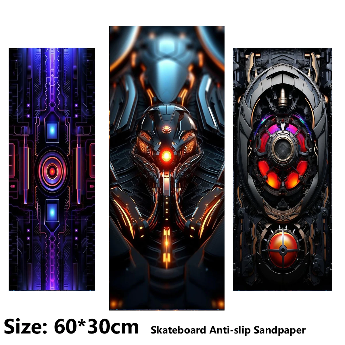 

Mecha Wind Tape Pattern Electric Scooter Anti-slip Sticker Sandpaper Skateboard Grip Tape Sheet 60*30cm