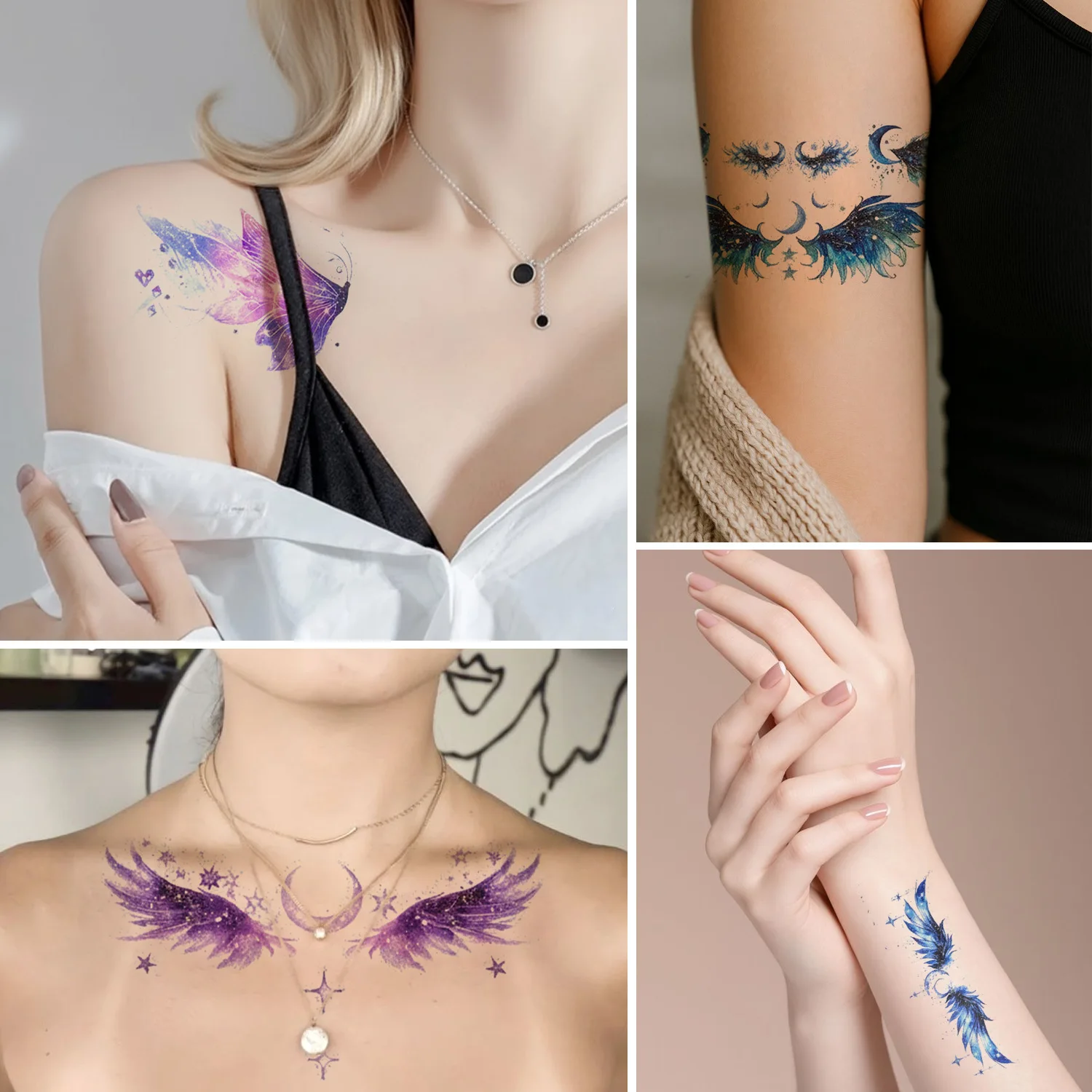 Glitter Angel Face Stickers Colorful Waterproof Non Toxic Temporary Tattoo for Festival Eye Corner Decoration Elegant
