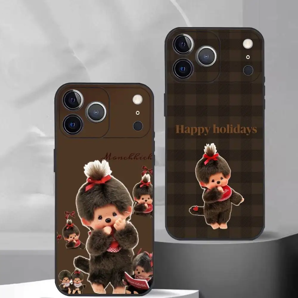

Cute M-Monchhichi Phone Case For iPhone 17, 16,15,14,13,12,11 Plus,Pro Max, Others Soft Black Cover