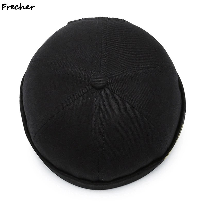 Men Women Skullcap Sailor Cap Brimless Vintage Docker Streetwear Adjustable Cotton Short Denim Rolled Cuff Beanies Cap Hats 2022