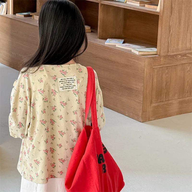 

2025 Spring New Girls Floral Cardigan Cotton Children Long Sleeve Coat Soft Breathable Baby Girl Sunscreen Jacket Kids Clothes