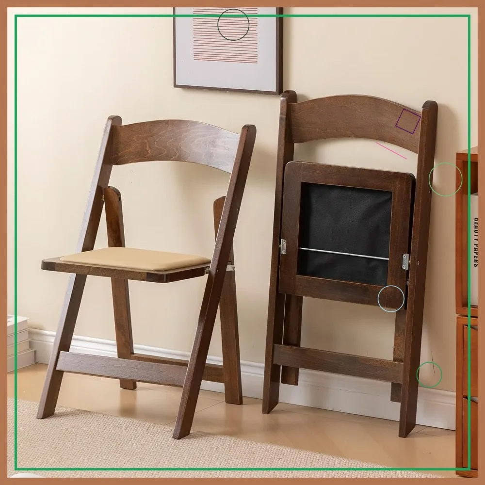 

Wooden Folding Chair with Soft Cushion, Stylish & Durable for Weddings, Banquets, Events, Set of 2