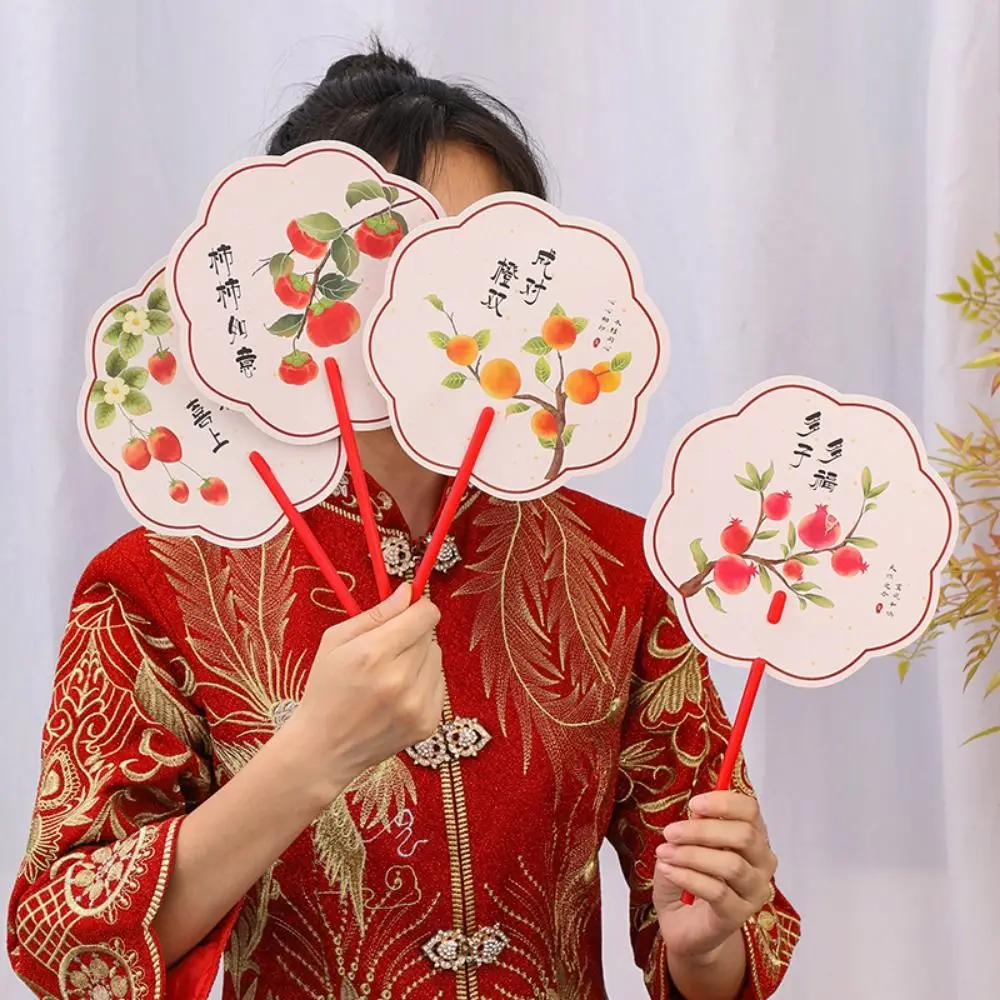 

Blessing Words Wedding Double-sided Fan Flower Shape Auspicious Wedding Props Fan Cartoon Bridesmaid Group Fan