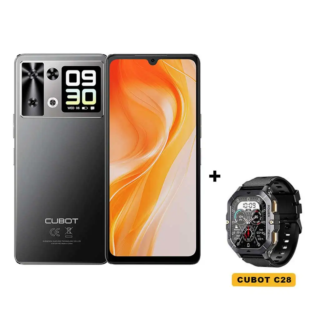 Smartphone Android 15 Cubot P90, 6,88-inch 120Hz-scherm, 24 GB RAM (12 + 12 GB uitgebreid), 256 GB ROM, G100 Octa-core 2,2 GHz-processor, 64 MP-camera, 5100 mAh-batterij, NFC phone, dubbele