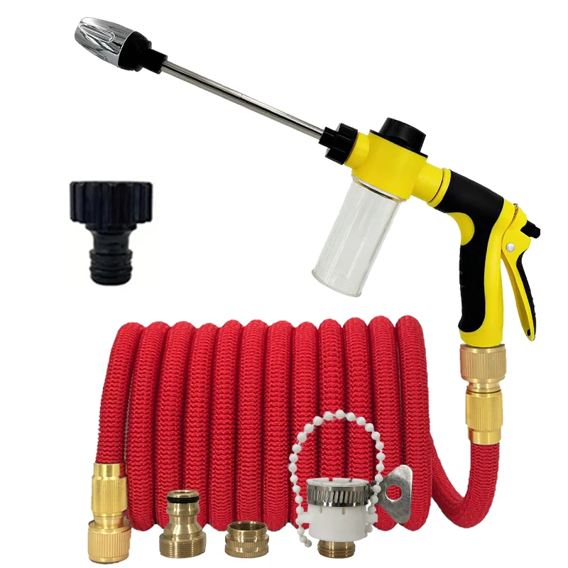 

25-125FT Garden Hose Foam Water Gun Magic Hose Pipe High-Pressure Car Wash Adjustable Spray Flexible Garden Hose Lrrigation Tool