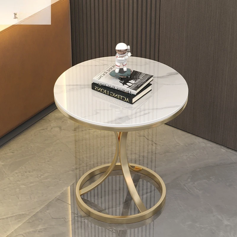 Internet celebrity Italian balcony tea small round table light luxury sofa side few small coffee table rock slab small table liv