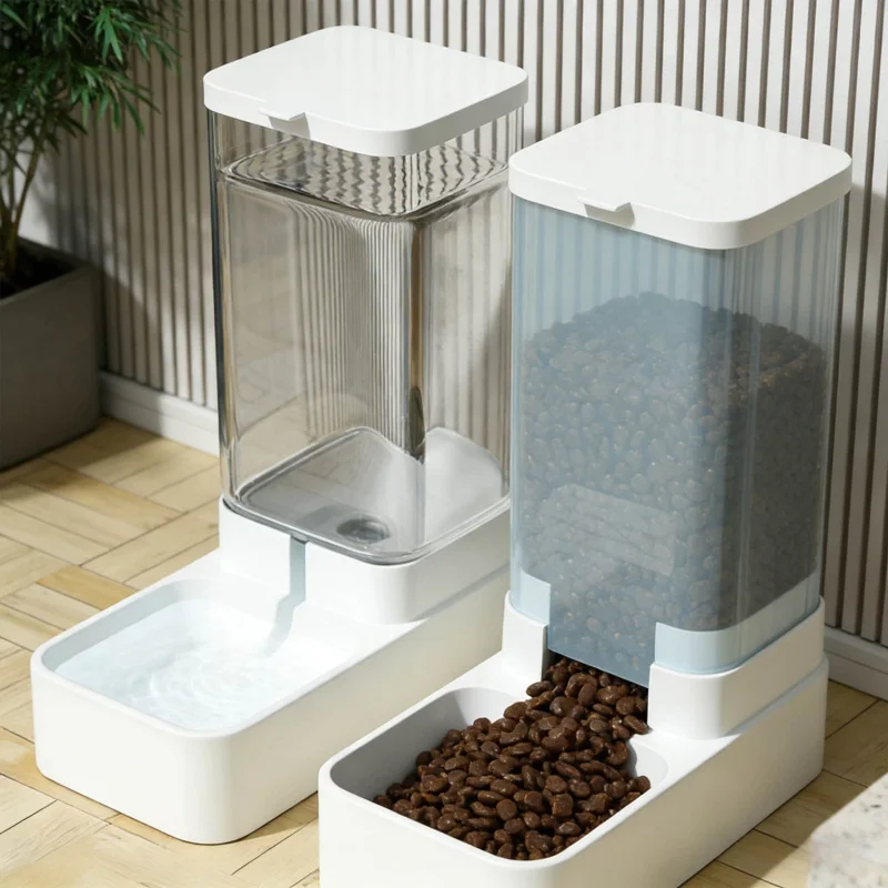 Universelles Automatisches Futter- und Wassersystem für Katzen und Hunde 1-2 Schwerkraft-Doppelfunktionsdesign Haustier-Futter- und Wasserspender 2-in-1