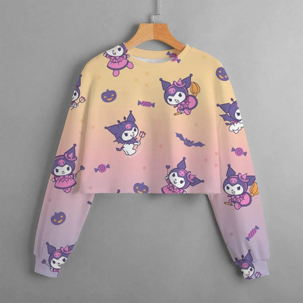 Cartoon cute Kuromi girl felpa con cappuccio cute cartoon pullover casual autunno abbigliamento sportivo per bambini felpa con cappuccio stampata top