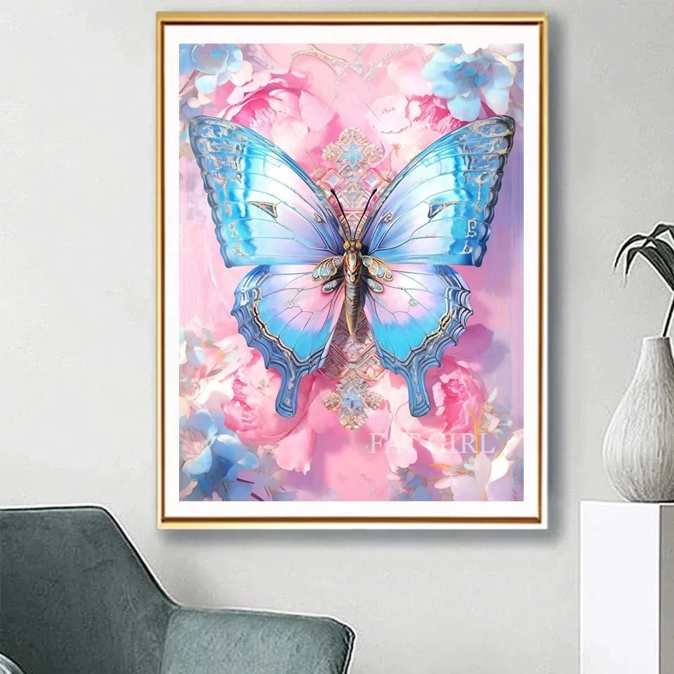 5d diy Diamond Painting Pink Flower Butterflies and Dragonflies Embroidery Animal Cross Stitch Art Needlework Full Square Kits