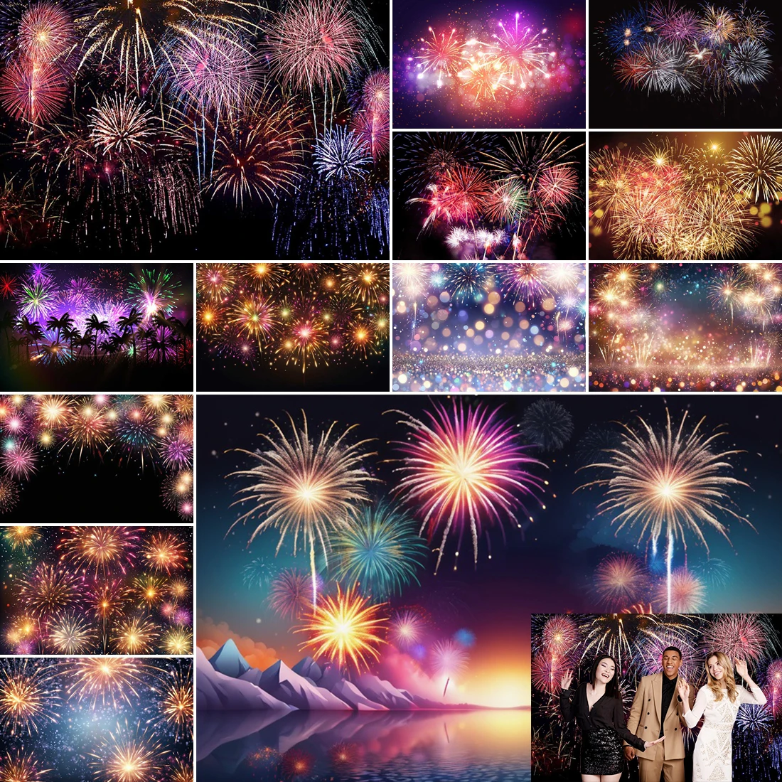 

MOON.QG Fireworks Backdrop Women Adult Birthday Wedding New Year Party Photography Background Baby Girls Children Party Decor