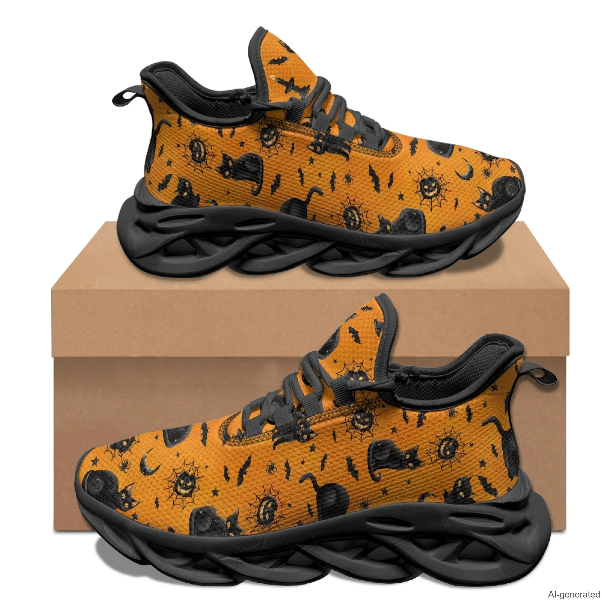 XIXIRIMIDO Max Soul Shoes Halloween Black Cat Print Running Shoes for Men Casual Fashion Women Snakers Walking Shoes 35-48