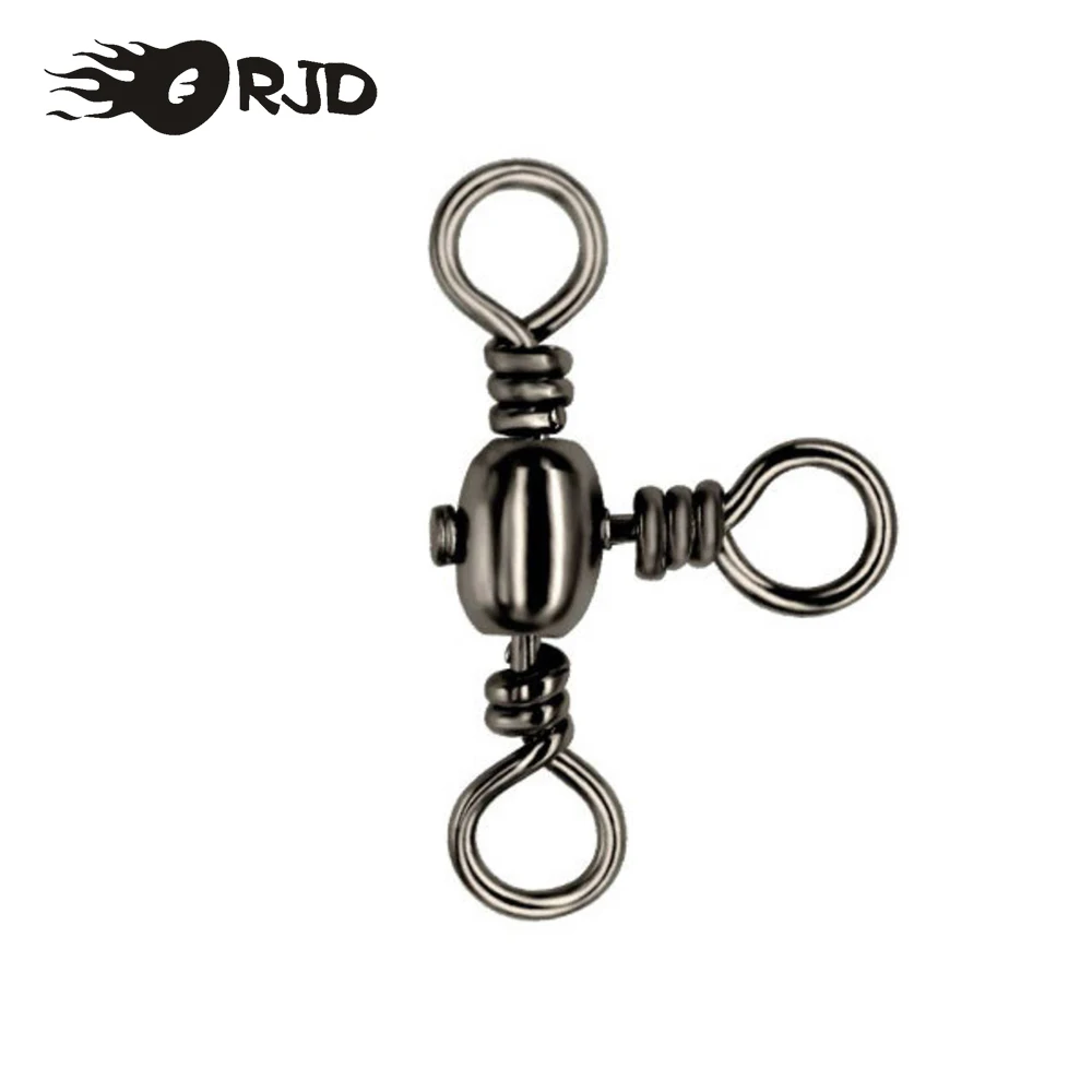 

ORJD 3 Way Fishing Swivel Barrel Cross Line Swivel Stainless Steel Fishing Hooks Lures Connector Fishing Track Accessories