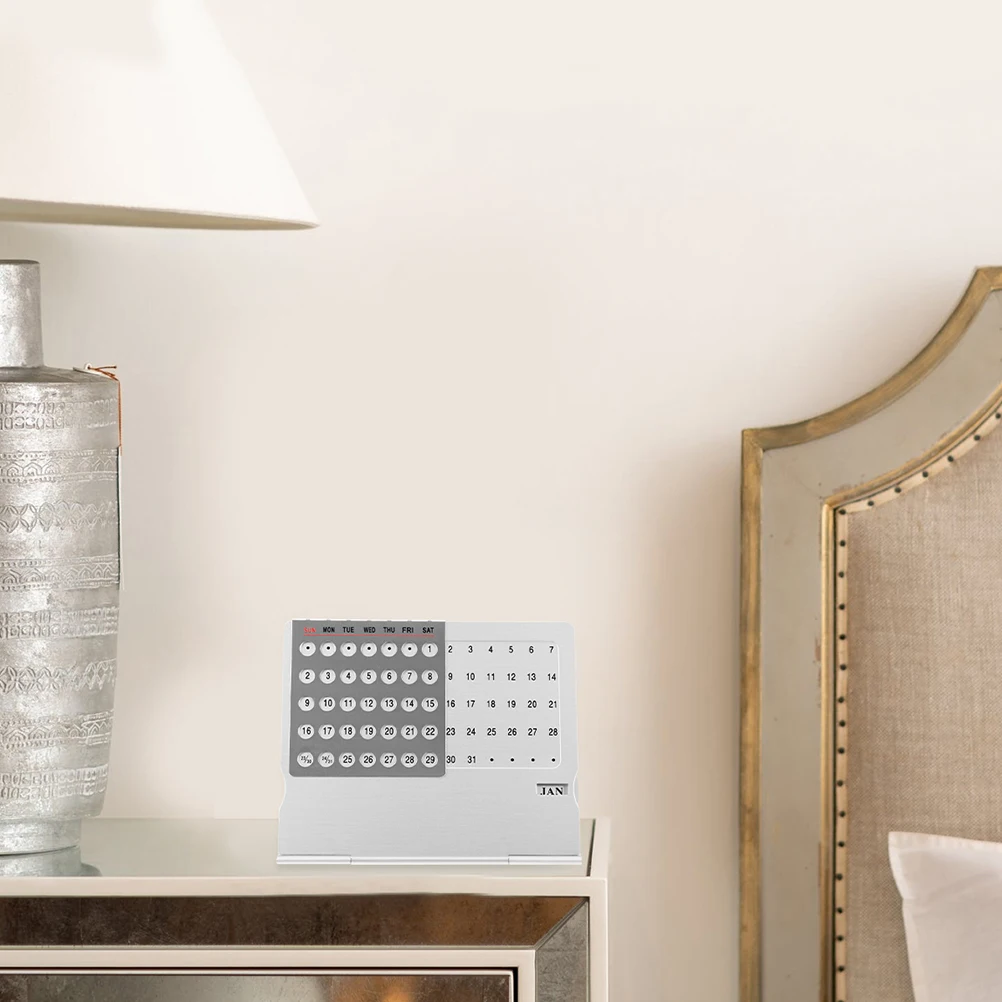 

2Pcs Aluminum Perpetual Desk Calendar Creative Metal Date Display Compact Office Desktop Decor Small Adjustable Standing