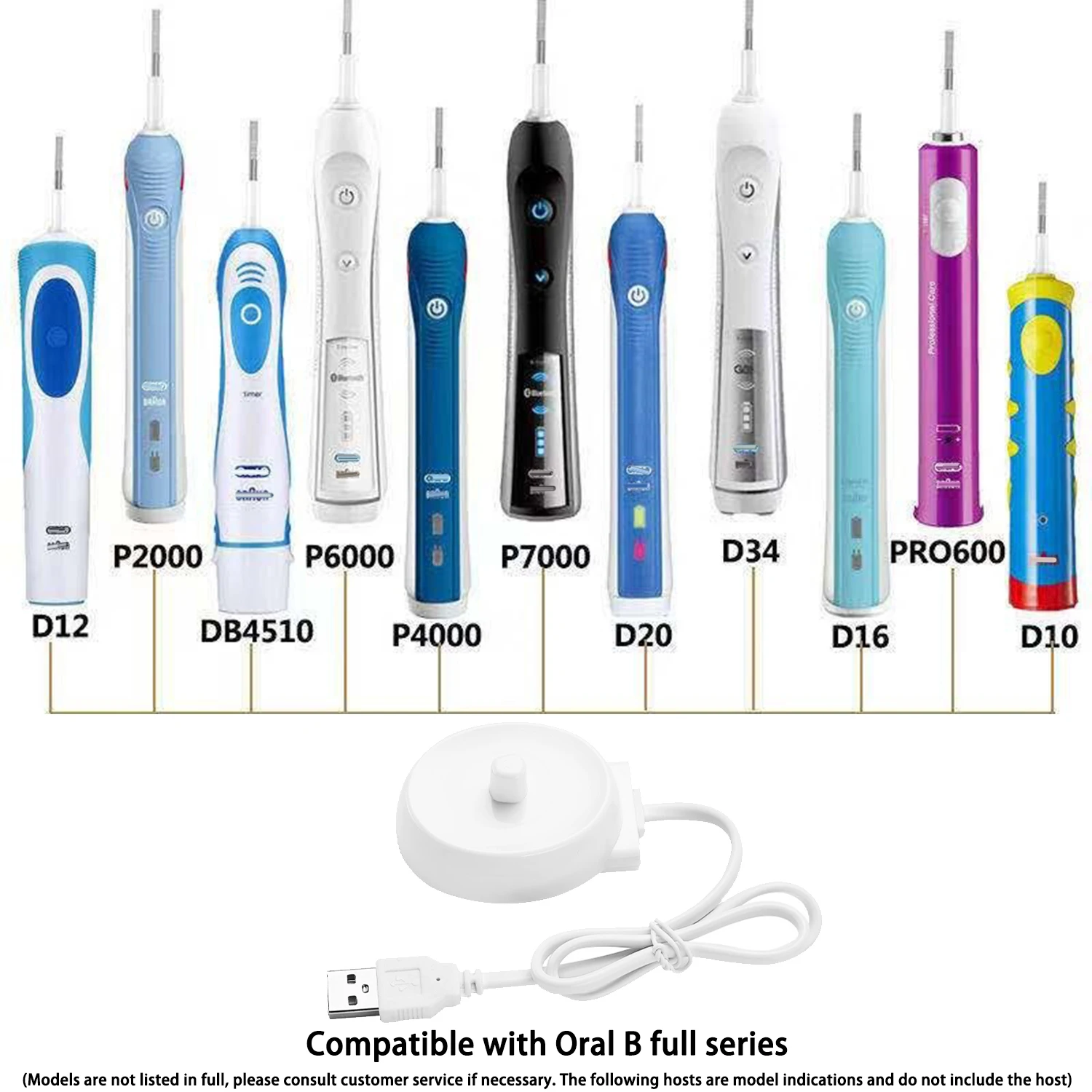 USB Charger For Oral B D12 D20 D17 D18 D20 D29 D34 OC18 D100 Replacement 3768 Magnetic Electric Toothbrush Charging Base Adapter