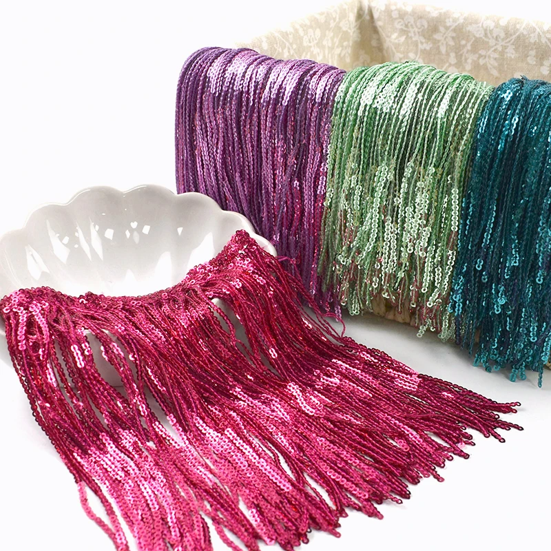 

2/5Yard 17cm Laser Sequin Tassel for Latin Stage Dress Sparkle Fringe Trim Costume Lace Ribbon Glitter Trimming Sewing Accessory