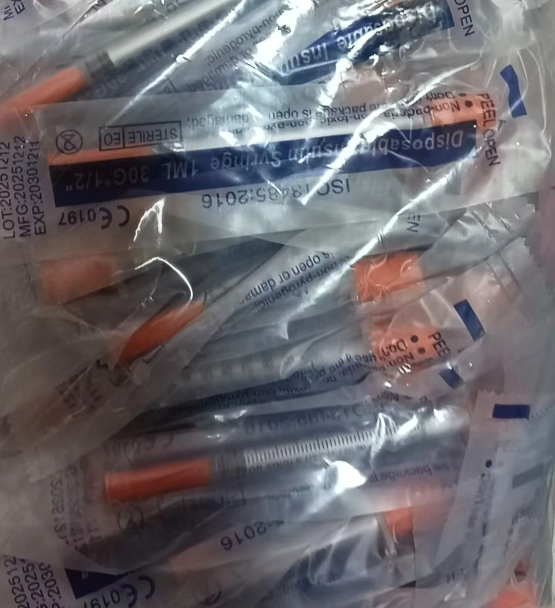 0.3ML  0.5ML  1ML  1ML U-40   Disposable Sterile Insulin Syringe with Needle, Single Use for Beauty & Insulin Injection