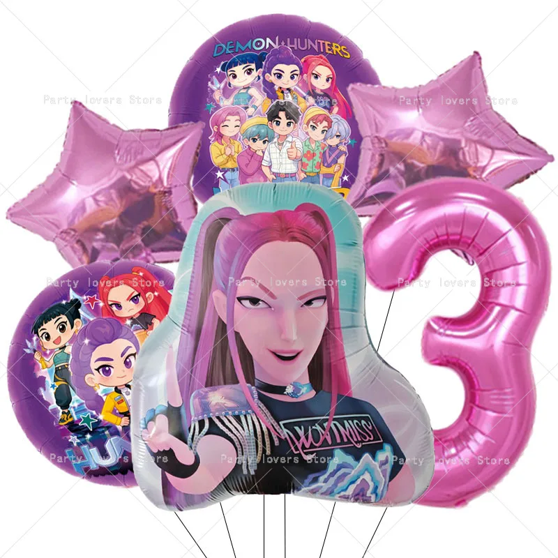 Anime-Figur Geburtstagszahlen 1-9 Ballon-Set Niedliche Party-Deko Luftballons 6 Stück Aluminiumfolie Ballon Deko-Werkzeug Foto-Requisiten Geschenk