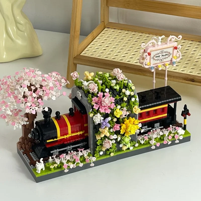 

Конструктор «Цветущая вишня в Камакурах», модель железнодорожной линии, декор для рабочего стола и дома, кирпичные блоки, игрушка для праздничных подарков