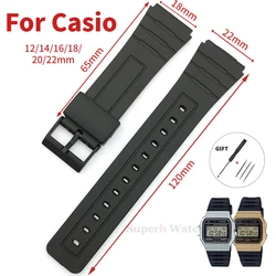 12 14 16 18 20mm 22mm Silicone Strap for Casio W800H A158/168 AE1200/1300 Watchband for F91W F84 F105/108 Sport Diving Bracelet