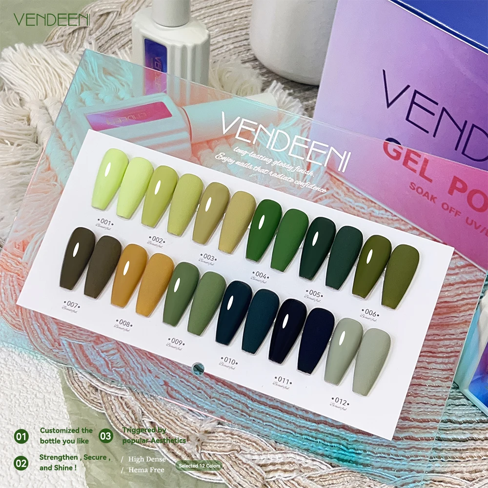 Vendeeni TPO HEMA FREE Top-Qualität, Rabattpreis, 12 Farben, Nagel-Gel-Nagellack-Set, neues Design-Nagellack-Set, 15 ml Flasche, UV-Gel-Set
