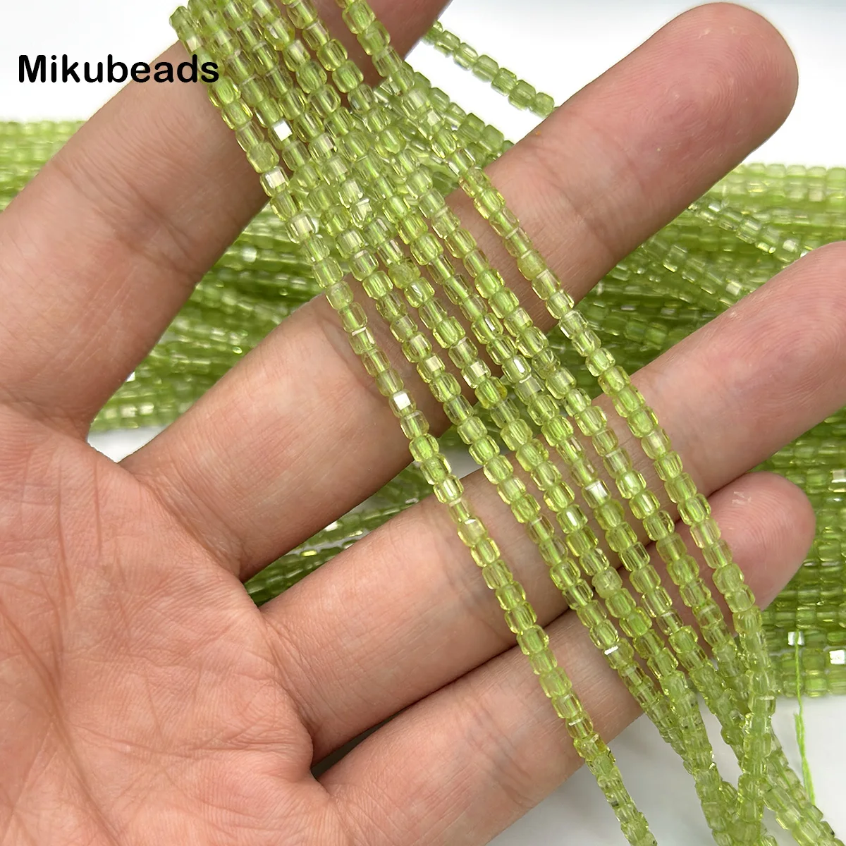 Wholesale Natural 2.4mm A+ Peridot Faceted Cube Loose Beads For Jewelry Making DIY Bracelets Necklace Strand Gift