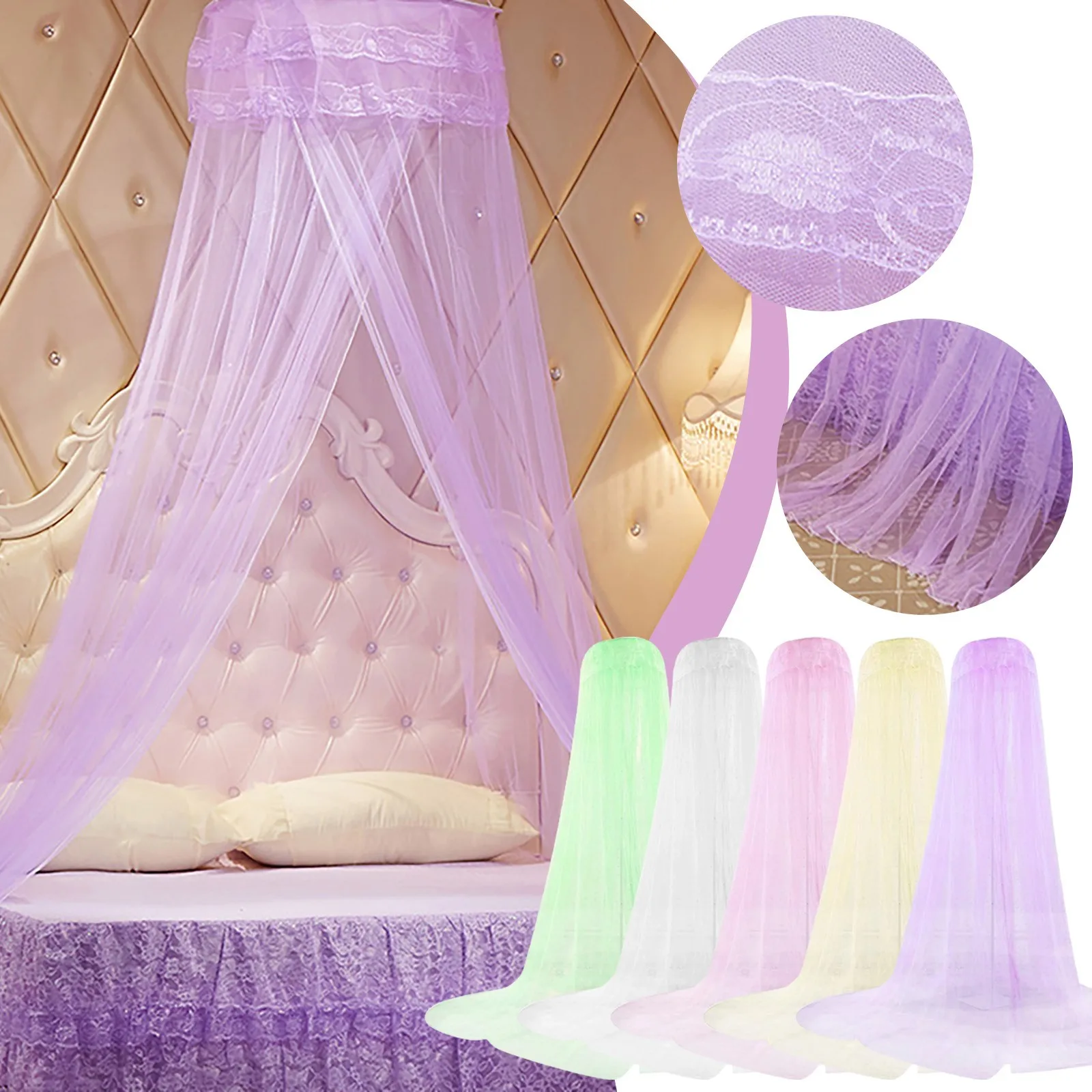 

Summer Hung Dome Mosquito Net Princess Style Polyester Lace Mesh Fabric For Home Bedroom Baby Adults Home Decor