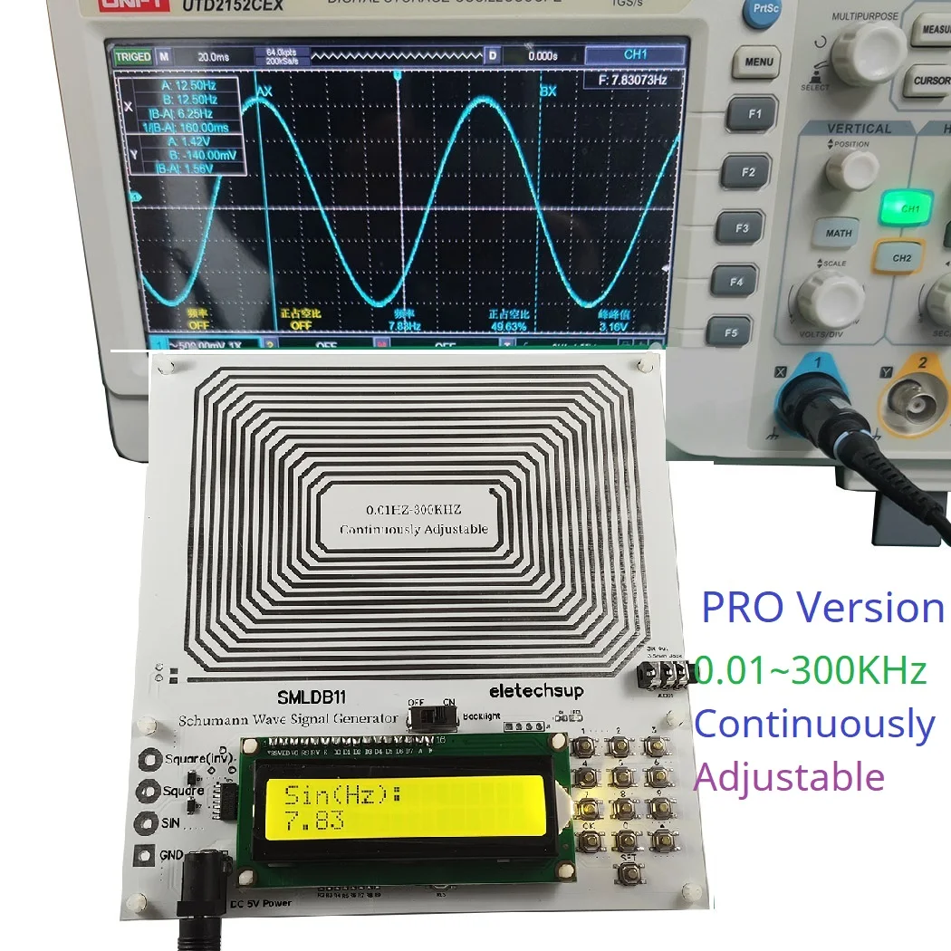 

Ultra-low Pulse Square wave Solfeggio Frequency Generator Continuously Adjustable 0.01Hz~300KHz 7.83Hz Schumann Resonance