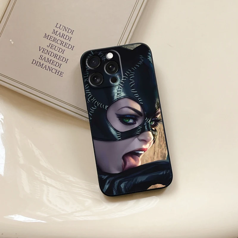 Film C-Catwoman Sexy For Apple iPhone 16 15 14 13 12 11 XS XR X Pro Max Plus Mini Black Soft Phone Case