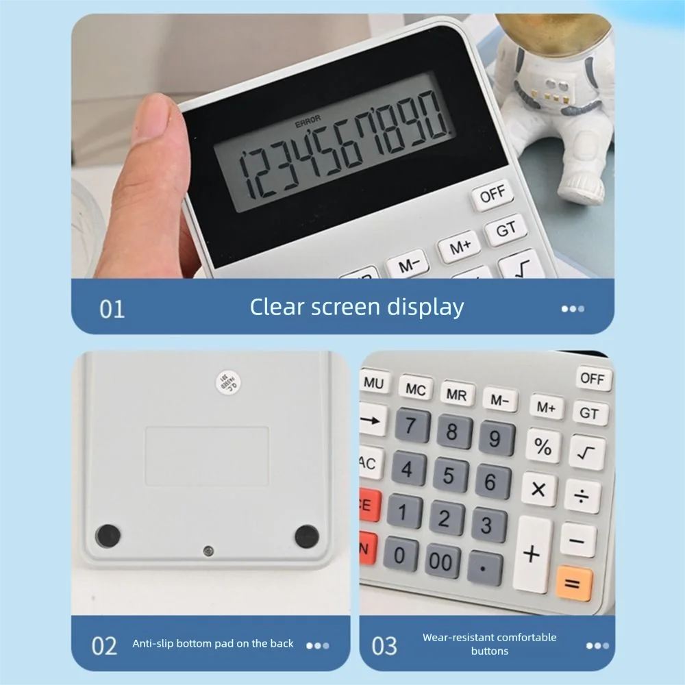 Multifunctional 12 Digits Calculator Large Screen Display Battery Powered Financial Accounter Calculator Easy To Use Portable