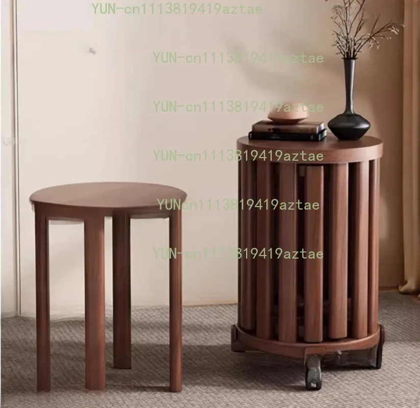 Stackable Solid Wood Round Stool New Chinese Style Small Stool For Kitchen Dining Easy Storage Comfortable Seating