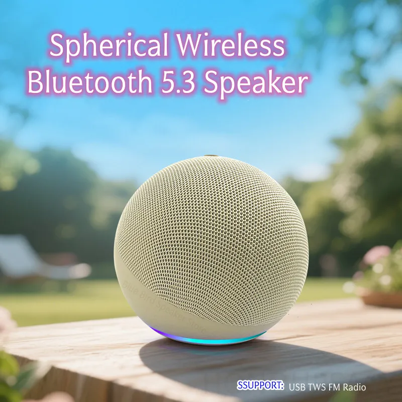 Spherical Smart Wireless Bluetooth 5.3 Speaker HIFI RGB Colorful Subwoofer Outdoor Protable MP3 Player Support USB TWS FM Radio