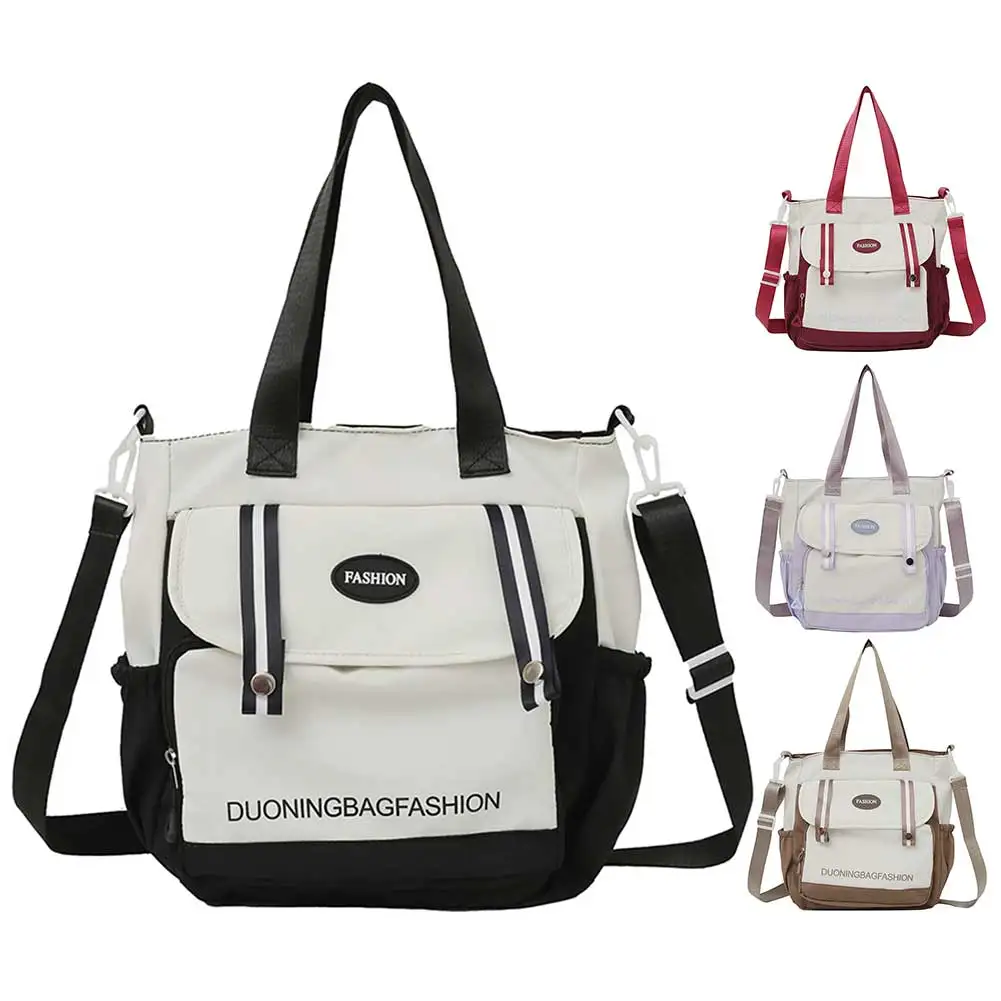 Bolsa escolar Colorblock para meninas e mulheres adolescentes, grande capacidade, bolsa casual, alça superior, estudantes