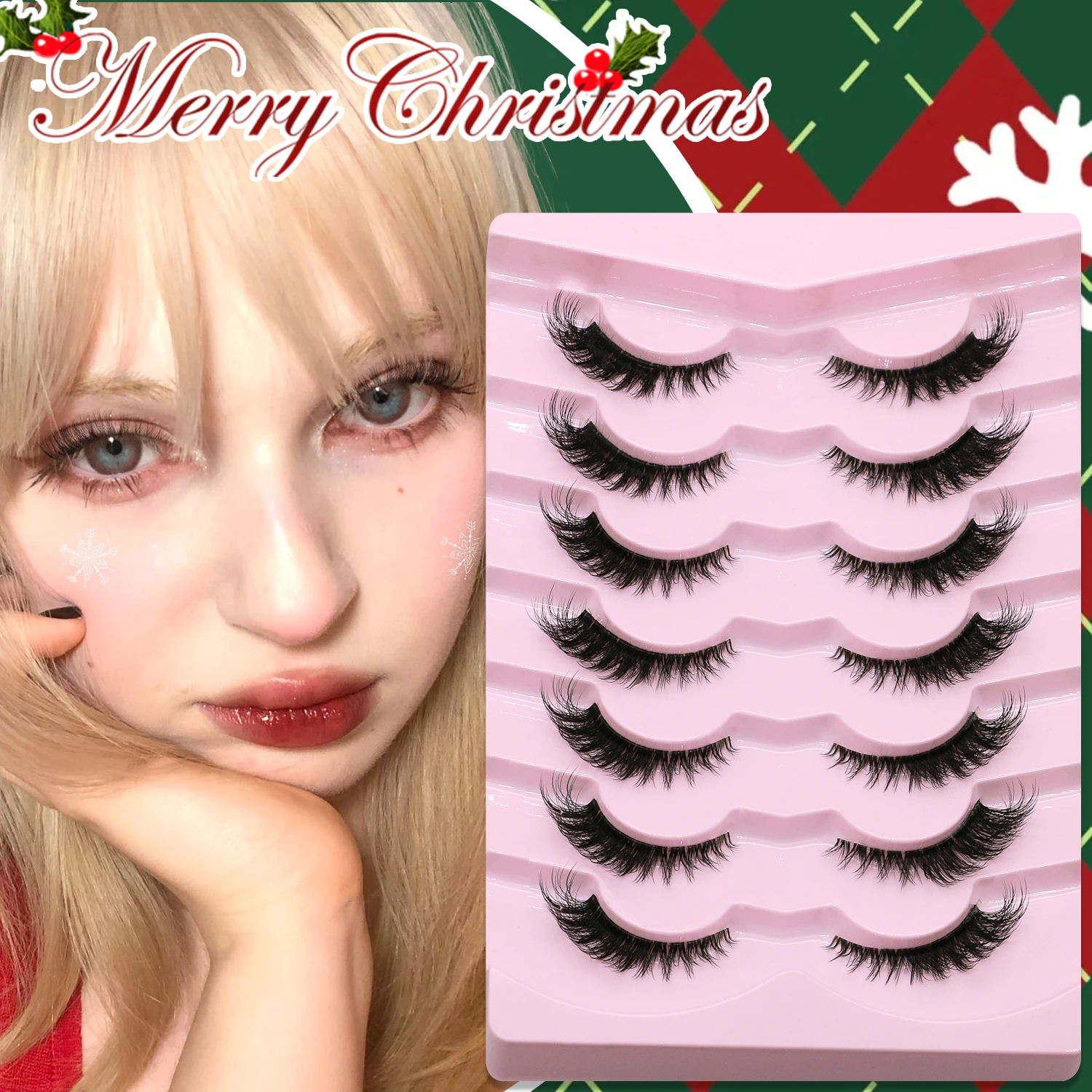 GROINNEYA Pluizige Wimpers Natuurlijke Cat Eye Wimpers Dramatische Krul Volledige Strip Wimpers 3D Faux Nertsen Wimpers Extension Make-Up